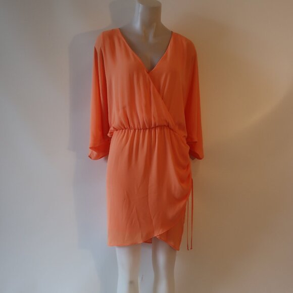 NWT Womens Krisa Sherbet Orange Bat Wing Dress L - Picture 1 of 7